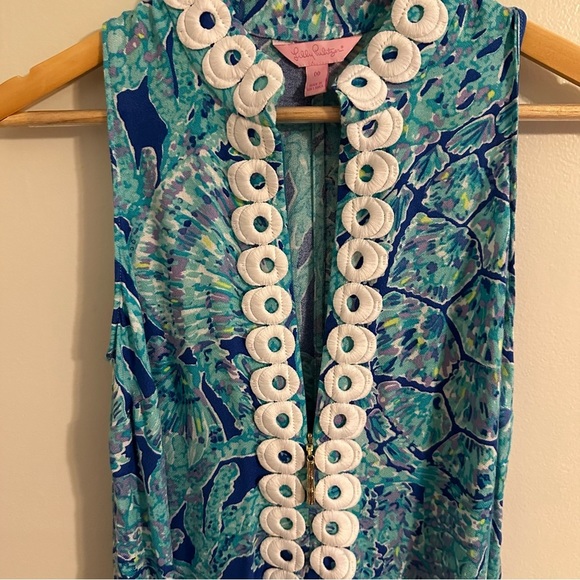 Lilly Pulitzer Jane Shift Dress, Size 00, Blue White Tropical Print - Picture 3 of 10